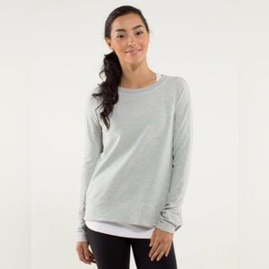 Lululemon EUC Exhalation Pullover Silver Spoon Gray Size 6